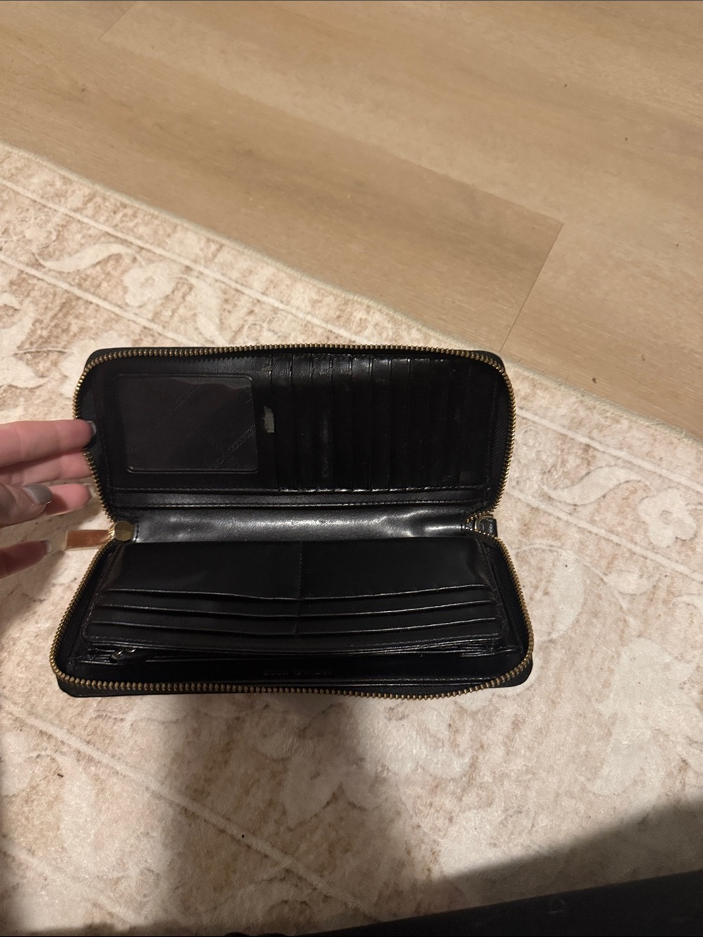 Michael Kors Black Zip-Around Leather Wallet with Gold Hardware - Picture 2 of 4